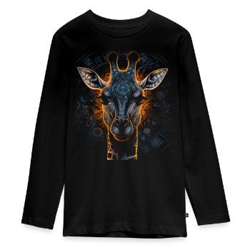 Giraffe Animal Africa Cadeau Animal Lover Zoo - T-shirt manches longues Premium Ado - noir - Devant - AI Model Kid Female (0cm)