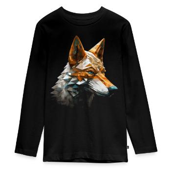 Fuchs Tierliebhaber Geschenk Wildtier Tier Motiv - Teenager Premium Bio Langarmshirt - Schwarz - Vorne - AI Model Kid Female (0cm)