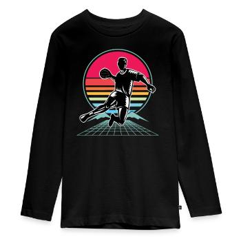 Handball Handballer - Teenager Premium Bio Langarmshirt - Schwarz - Vorne - AI Model Kid Female (0cm)