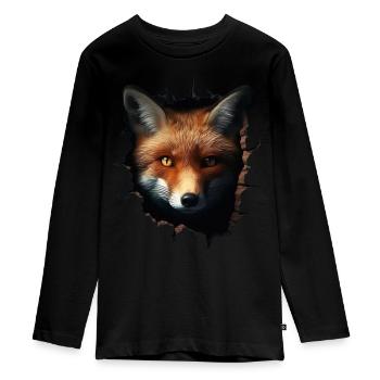 Fuchs Tierliebhaber Geschenk Wildtier Tier Motiv - Teenager Premium Bio Langarmshirt - Schwarz - Vorne - AI Model Kid Female (0cm)