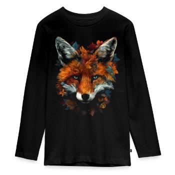 Fuchs Tierliebhaber Geschenk Wildtier Tier Motiv - Teenager Premium Bio Langarmshirt - Schwarz - Vorne - AI Model Kid Female (0cm)