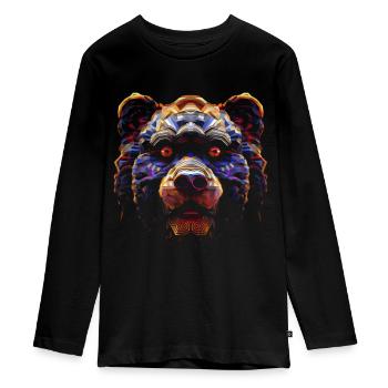 Bear Polygon Art Animal Fantasy Animal Lover - Teenager Premium Organic Long Sleeve Shirt - black - Front - AI Model Kid Female (0cm)