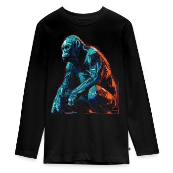 Gorilla Animal Monkey Zoo Animal Motif Animal Lover - Teenager Premium Organic Long Sleeve Shirt - black - Front - AI Model Kid Female (0cm)