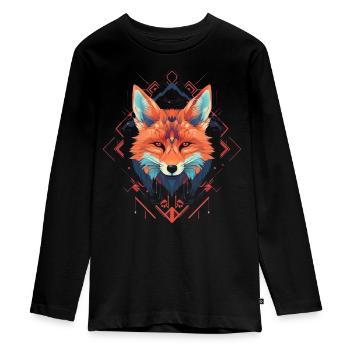 Fox Animal Lover Gift Motif animal sauvage - T-shirt manches longues Premium Ado - noir - Devant - AI Model Kid Female (0cm)