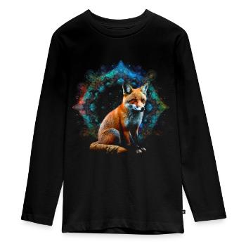 Fuchs Tierliebhaber Geschenk Wildtier Tier Motiv - Teenager Premium Bio Langarmshirt - Schwarz - Vorne - AI Model Kid Female (0cm)