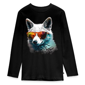 Fuchs Tierliebhaber Geschenk Wildtier Tier Motiv - Teenager Premium Bio Langarmshirt - Schwarz - Vorne - AI Model Kid Female (0cm)