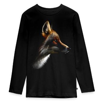 Fuchs Tierliebhaber Geschenk Wildtier Tier Motiv - Teenager Premium Bio Langarmshirt - Schwarz - Vorne - AI Model Kid Female (0cm)