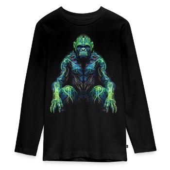 Gorilla Animal Monkey Zoo Animal Motif Animal Lover - Teenager Premium Organic Long Sleeve Shirt - black - Front - AI Model Kid Female (0cm)