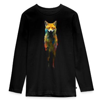 Fuchs Tierliebhaber Geschenk Wildtier Tier Motiv - Teenager Premium Bio Langarmshirt - Schwarz - Vorne - AI Model Kid Female (0cm)