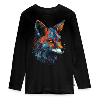 Fuchs Tierliebhaber Geschenk Wildtier Tier Motiv - Teenager Premium Bio Langarmshirt - Schwarz - Vorne - AI Model Kid Female (0cm)