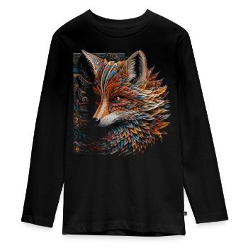 Fuchs Tierliebhaber Geschenk Wildtier Tier Motiv - Teenager Premium Bio Langarmshirt - Schwarz - Vorne - AI Model Kid Female (0cm)