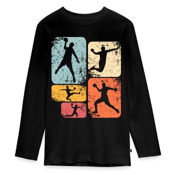 Handball Handballer - Teenager Premium Bio Langarmshirt - Schwarz - Vorne - AI Model Kid Female (0cm)