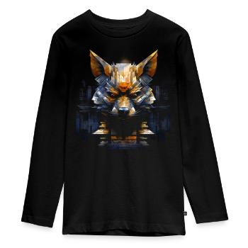 Fuchs Tierliebhaber Geschenk Wildtier Tier Motiv - Teenager Premium Bio Langarmshirt - Schwarz - Vorne - AI Model Kid Female (0cm)