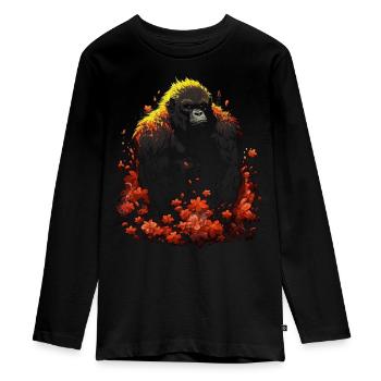 Gorilla Animal Monkey Zoo Animal Motif Animal Lover - Teenager Premium Organic Long Sleeve Shirt - black - Front - AI Model Kid Female (0cm)