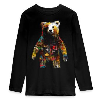 Bear Artwork Animal Bear Gift Animal Motif Art - Teenager Premium Organic Long Sleeve Shirt - black - Front - AI Model Kid Female (0cm)