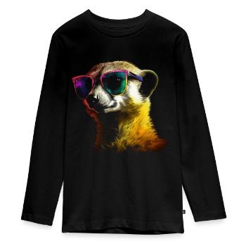Suricate Gift Animal Animal Motif Lunettes de soleil - T-shirt manches longues Premium Ado - noir - Devant - AI Model Kid Female (0cm)