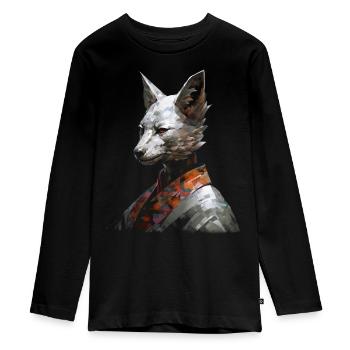 Fuchs Tierliebhaber Geschenk Wildtier Tier Motiv - Teenager Premium Bio Langarmshirt - Schwarz - Vorne - AI Model Kid Female (0cm)