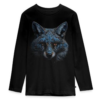 Fuchs Tierliebhaber Geschenk Wildtier Tier Motiv - Teenager Premium Bio Langarmshirt - Schwarz - Vorne - AI Model Kid Female (0cm)
