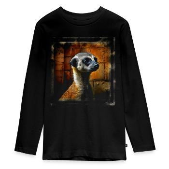 Suricate Cadeau Animal Animal Motif Art Coloré - T-shirt manches longues Premium Ado - noir - Devant - AI Model Kid Female (0cm)