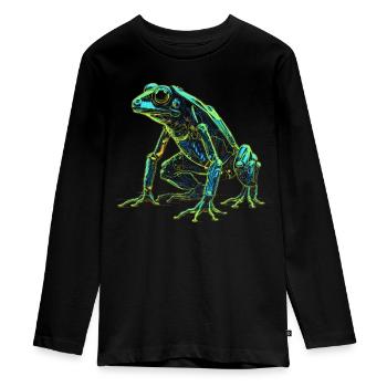 Frosch Kunst Tierliebhaber Geschenk Tiere - Teenager Premium Bio Langarmshirt - Schwarz - Vorne - AI Model Kid Female (0cm)