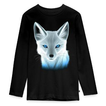 Fuchs Tierliebhaber Geschenk Wildtier Tier Motiv - Teenager Premium Bio Langarmshirt - Schwarz - Vorne - AI Model Kid Female (0cm)