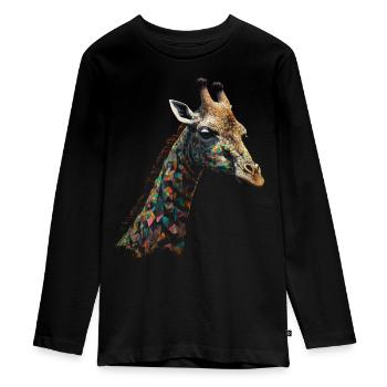 Giraffe Animal Africa Cadeau Animal Lover Zoo - T-shirt manches longues Premium Ado - noir - Devant - AI Model Kid Female (0cm)