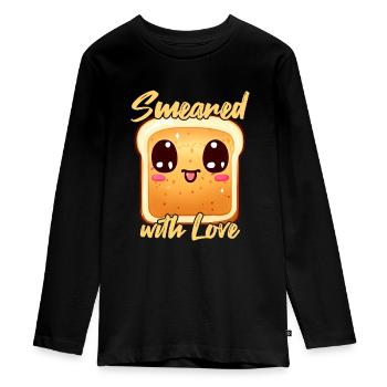 Kawaii Toast Smeared with Love - Teenager Premium Organic Long Sleeve Shirt - black - Front - AI Model Kid Female (0cm)