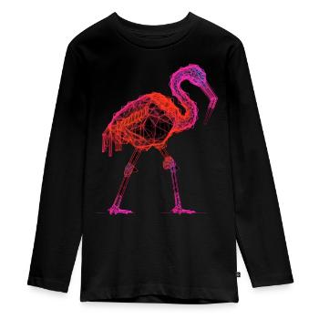 Flamingo Africa Exotic Bird Animal Geometric - Teenager Premium Organic Long Sleeve Shirt - black - Front - AI Model Kid Female (0cm)