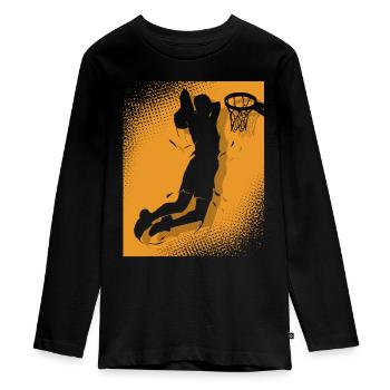 Basketball Basketballer - Teenager Premium Bio Langarmshirt - Schwarz - Vorne - AI Model Kid Female (0cm)