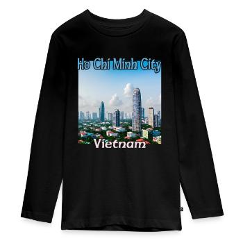 Hô-Chi-Minh-Ville, Viêt Nam - T-shirt manches longues Premium Ado - noir - Devant - AI Model Kid Female (0cm)