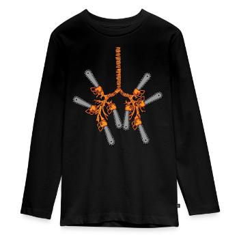 Motorsäge Förster Geschenk Männer Baumpfleger - Teenager Premium Bio Langarmshirt - Schwarz - Vorne - AI Model Kid Female (0cm)