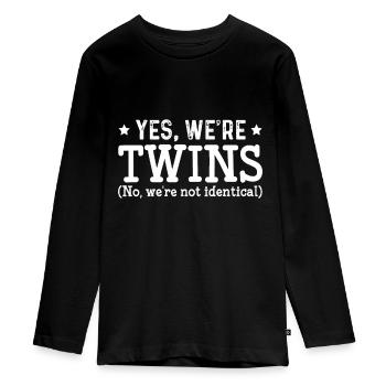 Zwillinge Partner Zwillingsgeschwister - Teenager Premium Bio Langarmshirt - Schwarz - Vorne - AI Model Kid Female (0cm)