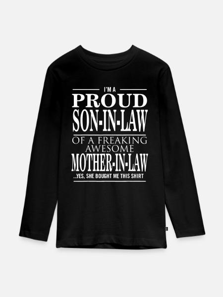 Hombre orgulloso yerno de una madre increíble - Premium økologisk langærmet T-shirt til teenagere - sort