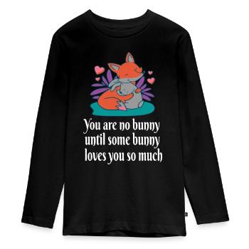 Fuchs und Hase lieben Feinde Freunde Osterhase P - Teenager Premium Bio Langarmshirt - Schwarz - Vorne - AI Model Kid Female (0cm)