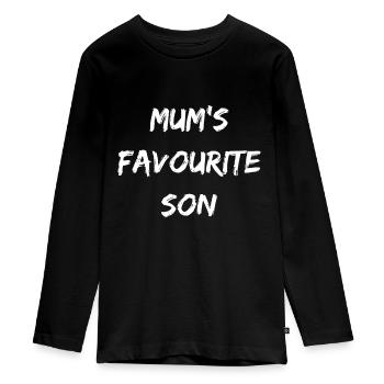 Funny Sibling Mum's Favourite Son - Teenager Premium Organic Long Sleeve Shirt - black - Front - AI Model Kid Female (0cm)