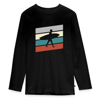Surf Rétro - T-shirt manches longues Premium Ado - noir - Devant - AI Model Kid Female (0cm)