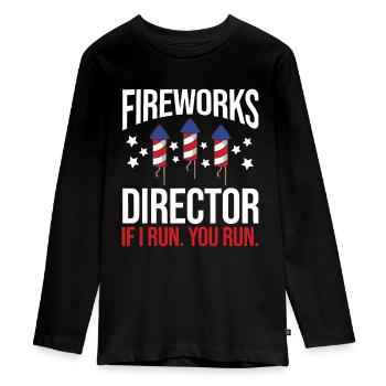 Vierter Juli 4. Juli Feuerwerk Boom Feuerwerk D - Teenager Premium Bio Langarmshirt - Schwarz - Vorne - AI Model Kid Female (0cm)