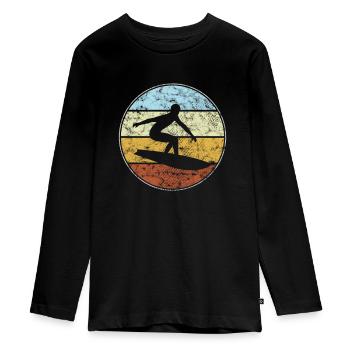Surf rétro - T-shirt manches longues Premium Ado - noir - Devant - AI Model Kid Female (0cm)