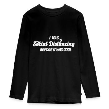 Social Distancing Awareness - Teenager Premium Organic Long Sleeve Shirt - black - Front - AI Model Kid Female (0cm)