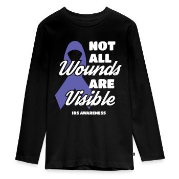 Not All Wounds Are Visible IBS Awareness - Teenager Premium Organic Long Sleeve Shirt - black - Front - AI Model Kid Female (0cm)