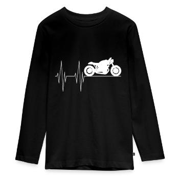 Motorrad Herzschlag Herren & Herren Tuningwerkstatt - Teenager Premium Bio Langarmshirt - Schwarz - Vorne - AI Model Kid Female (0cm)