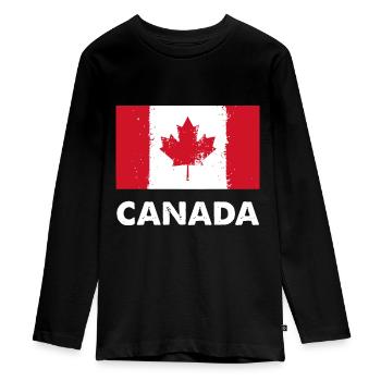 Canada Flag | Canadian - Teenager Premium Organic Long Sleeve Shirt - black - Front - AI Model Kid Female (0cm)