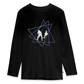 Angeln - Teenager Premium Bio Langarmshirt - Schwarz - Vorne - AI Model Kid Female (0cm)