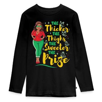 Juneteenth Women - Teenager Premium Organic Long Sleeve Shirt - black - Front - AI Model Kid Female (0cm)
