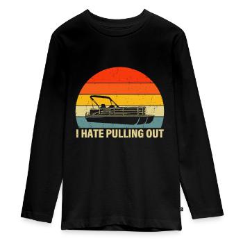 Lustiges Bootfahren, ich hasse es, herauszuziehen - Teenager Premium Bio Langarmshirt - Schwarz - Vorne - AI Model Kid Female (0cm)