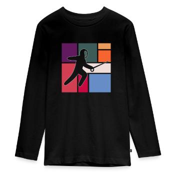 Fencing - Teenager Premium Organic Long Sleeve Shirt - black - Front - AI Model Kid Female (0cm)