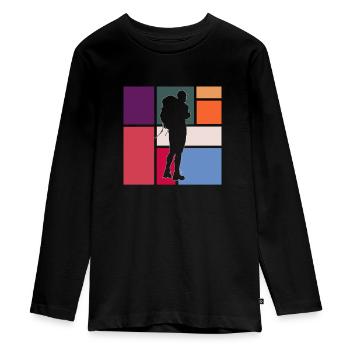 Wandern - Teenager Premium Bio Langarmshirt - Schwarz - Vorne - AI Model Kid Female (0cm)
