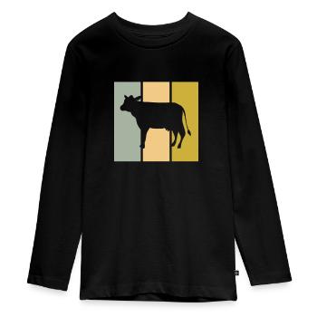 Cow - Teenager Premium Organic Long Sleeve Shirt - black - Front - AI Model Kid Female (0cm)