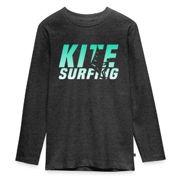 Kite Surfing - Teenager Premium Bio Langarmshirt - Anthrazit meliert - Vorne - AI Model Kid Female (0cm)