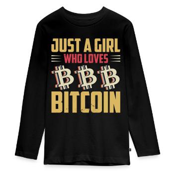 Bitcoin Crypto Crypto-monnaie - T-shirt manches longues Premium Ado - noir - Devant - AI Model Kid Female (0cm)